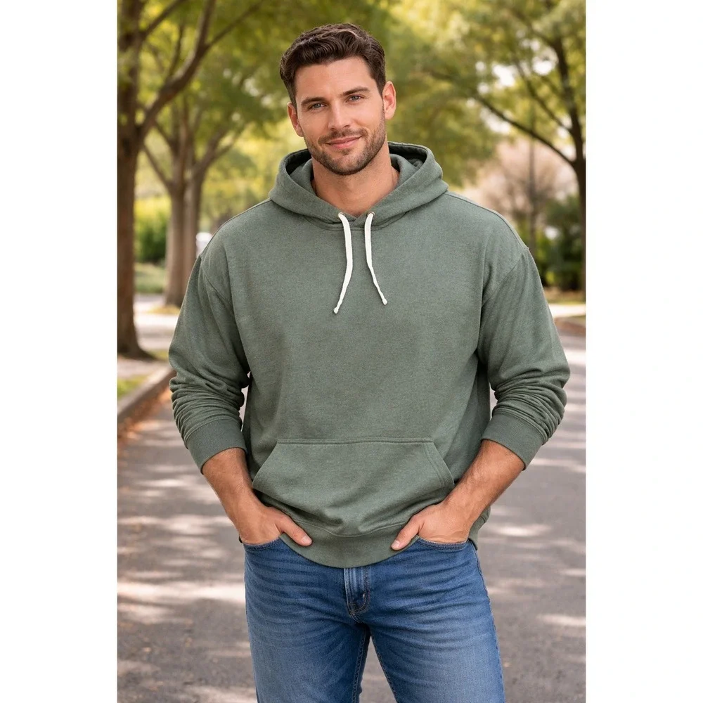 Buffalo David Bitton Hoodie 2X‎ Olive Green Pullover Sweatshirt Casual Mens